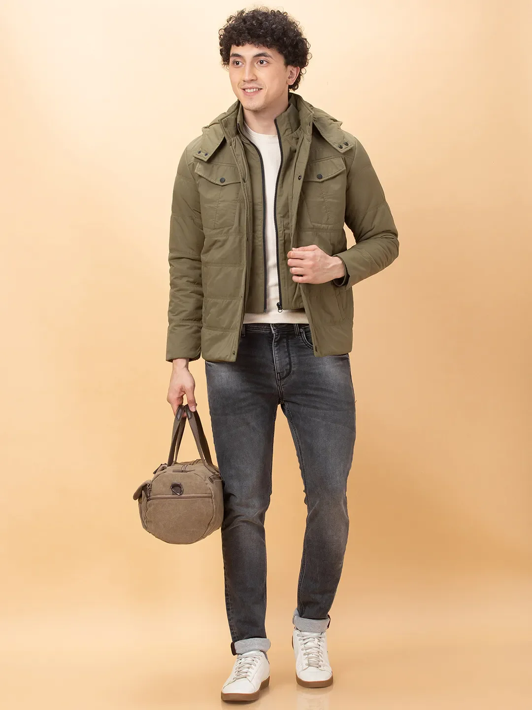 Green Regular Fit Long Sleeves Men's Jacket by Being Human Clothing - Image 6