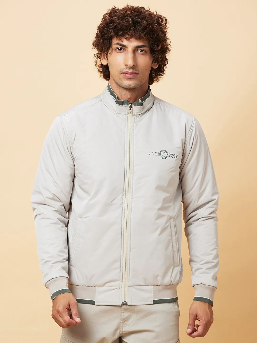 Green Regular Fit Long Sleeves Men's Jacket by Being Human Clothing
