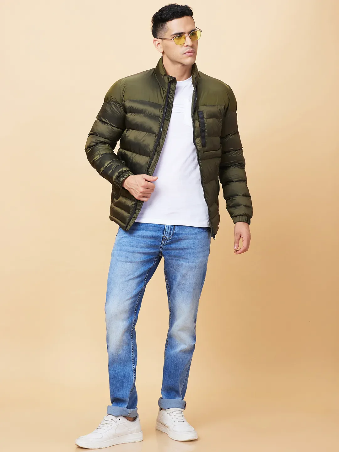 Green Regular Fit Men's Jacket by Being Human Clothing - Image 6