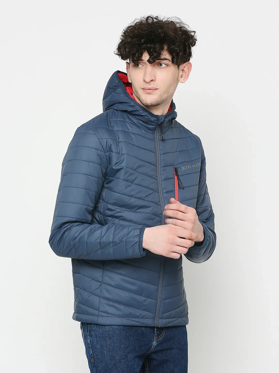 Blue Regular Fit Long Sleeves Men's Jacket by Being Human Clothing - Image 3