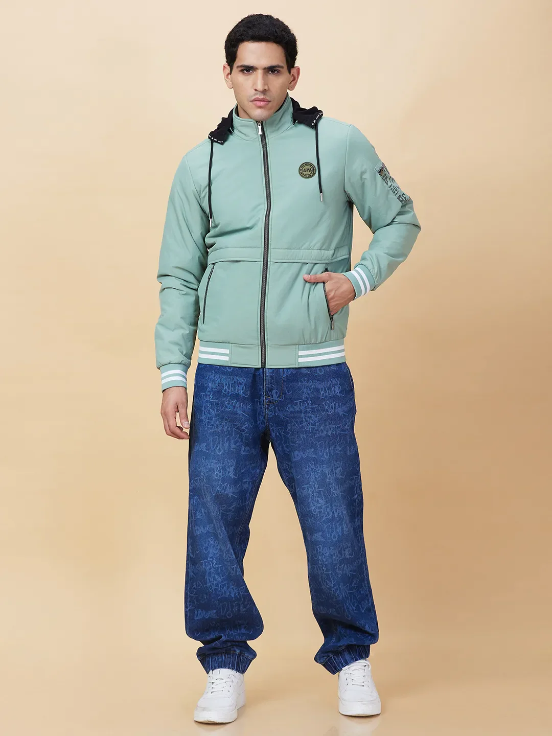 Mint Regular Fit Men's Jacket by Being Human Clothing - Image 2