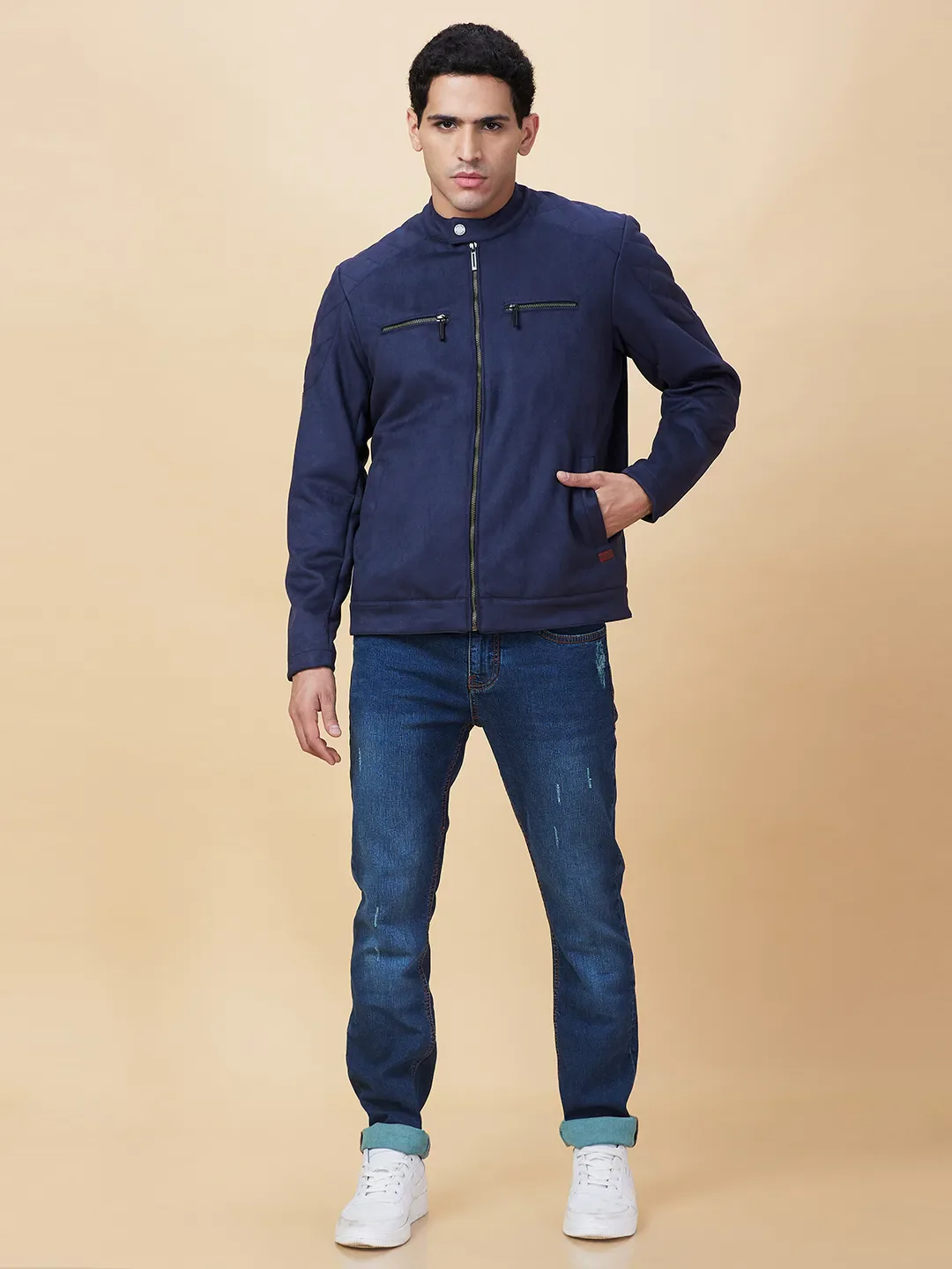 Blue Regular Fit Long Sleeves Men's Jacket by Being Human Clothing - Image 2