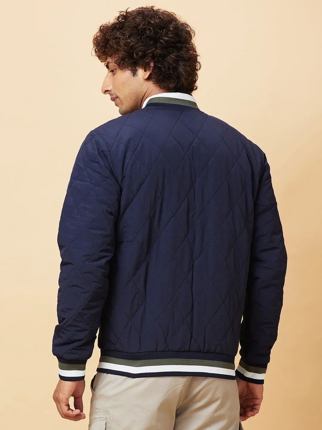 Navy Regular Fit Men's Jacket by Being Human Clothing - Image 3