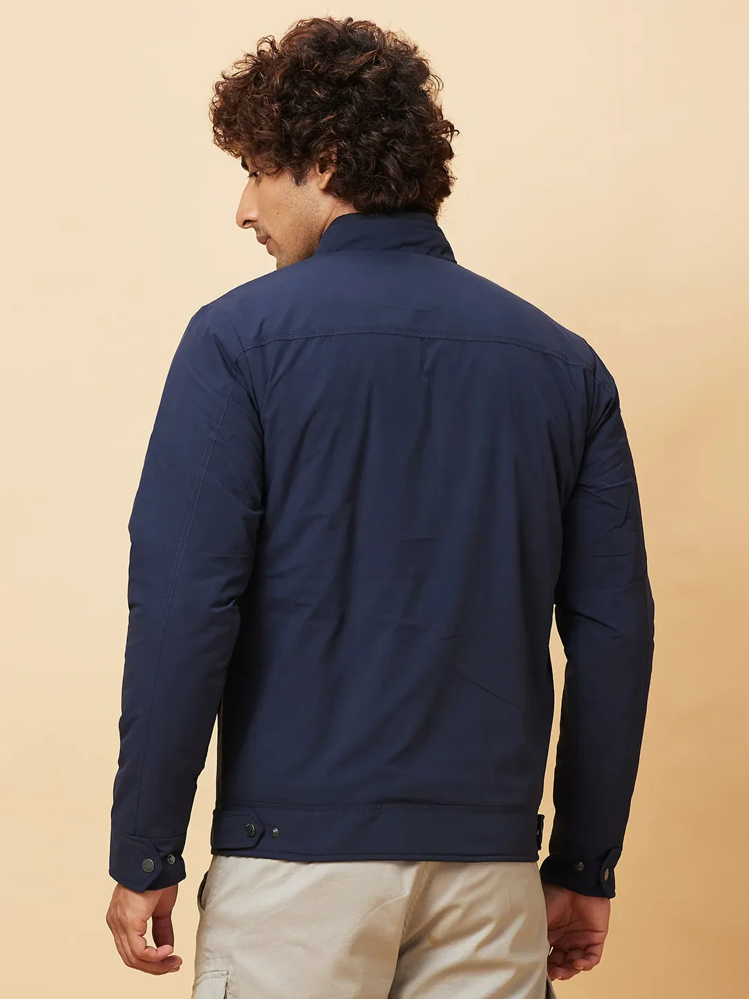 Navy Regular Fit Men's Jacket by Being Human Clothing - Image 3