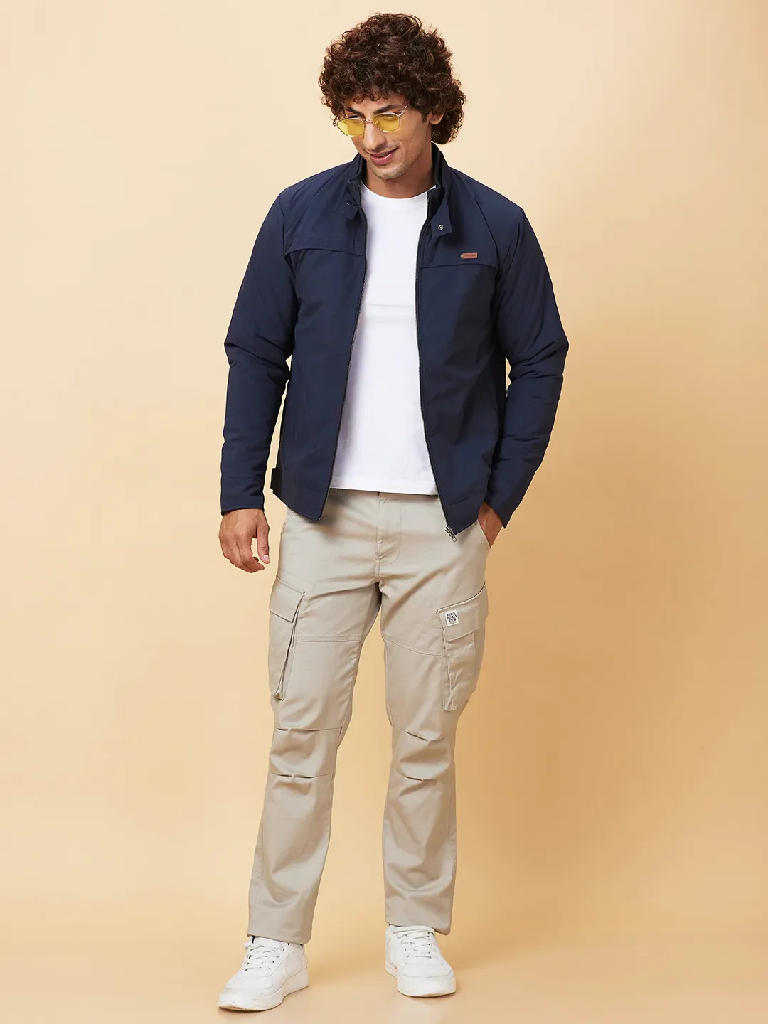 Navy Regular Fit Men's Jacket by Being Human Clothing - Image 6