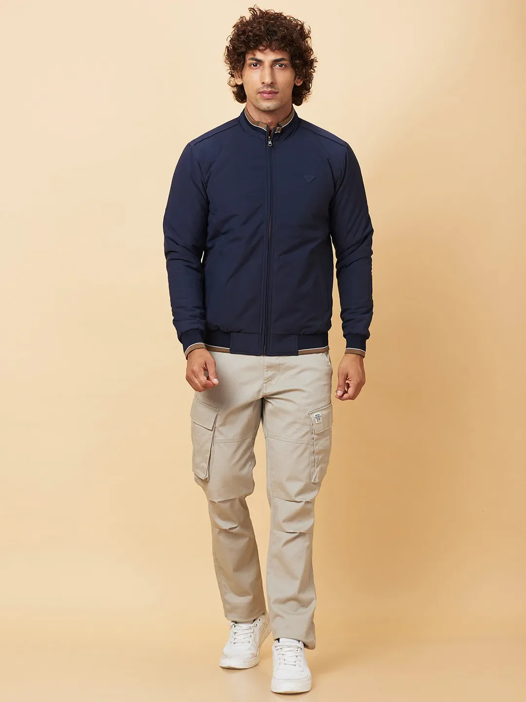 Navy Regular Fit Men's Jacket by Being Human Clothing - Image 2