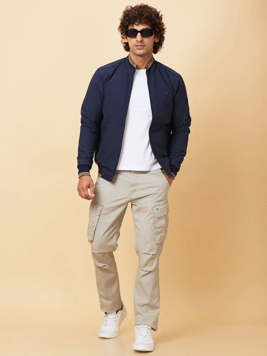 Navy Regular Fit Men's Jacket by Being Human Clothing - Image 6