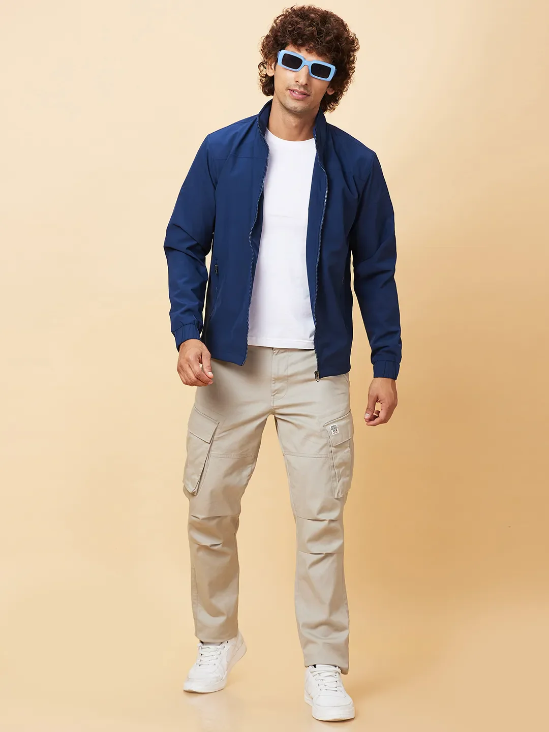 Navy Regular Fit Men's Jacket by Being Human Clothing - Image 6
