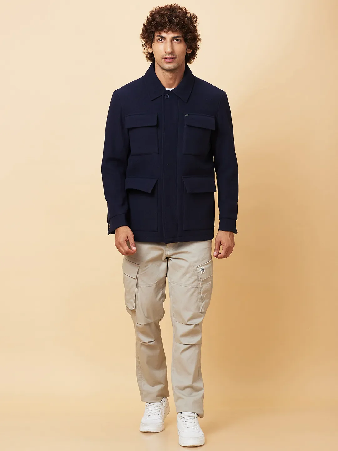 Navy Regular Fit Men's Jacket by Being Human Clothing - Image 2