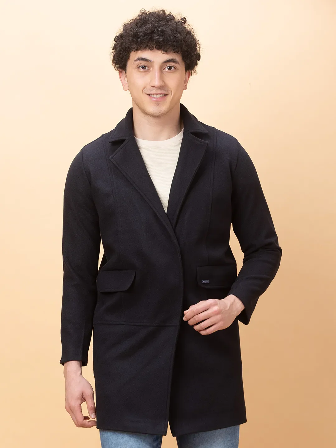 Blue Regular Fit Long Sleeves Men's Jacket by Being Human Clothing
