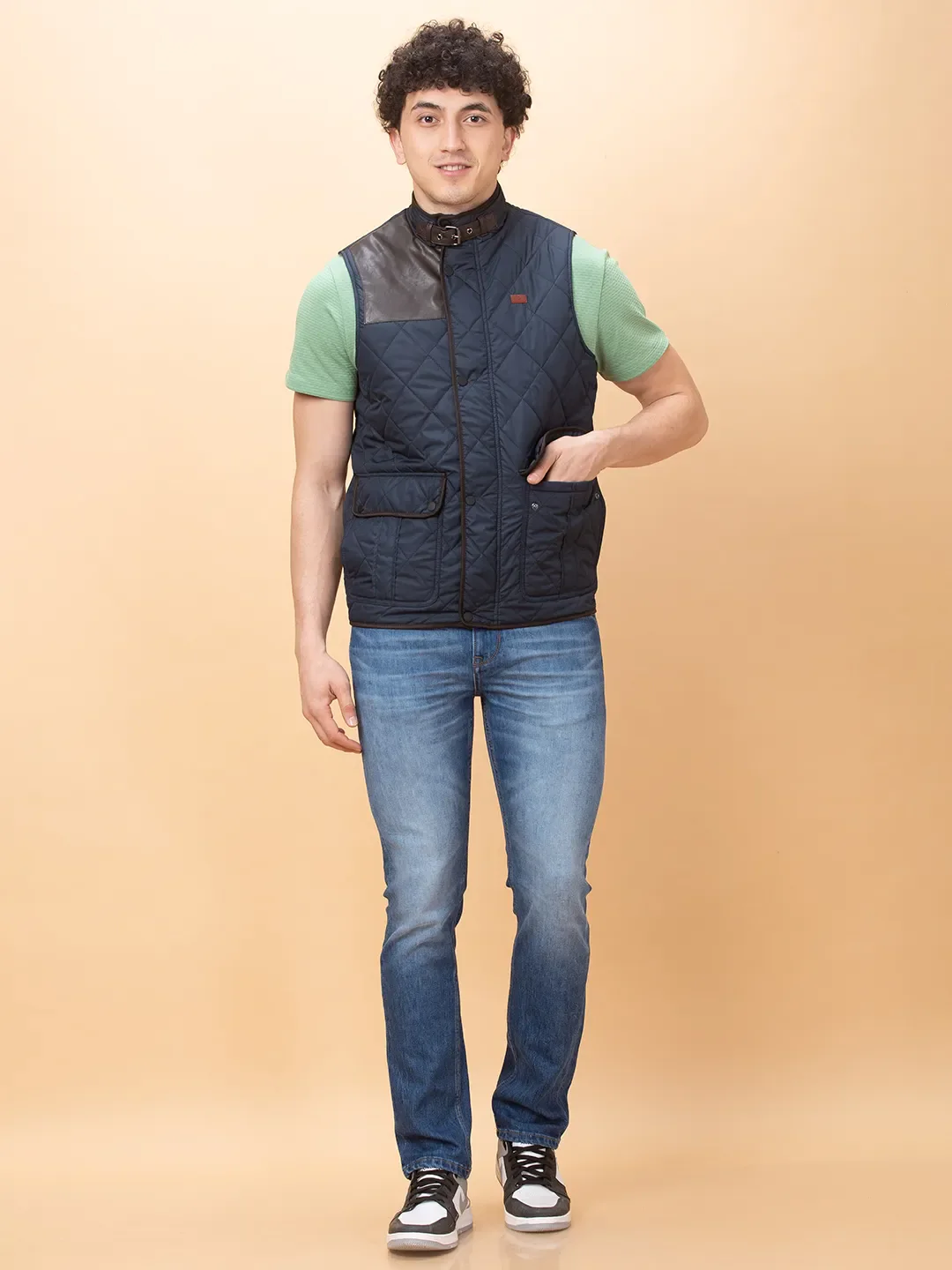 Blue Regular Fit Sleevesles Men's Jacket by Being Human Clothing - Image 2
