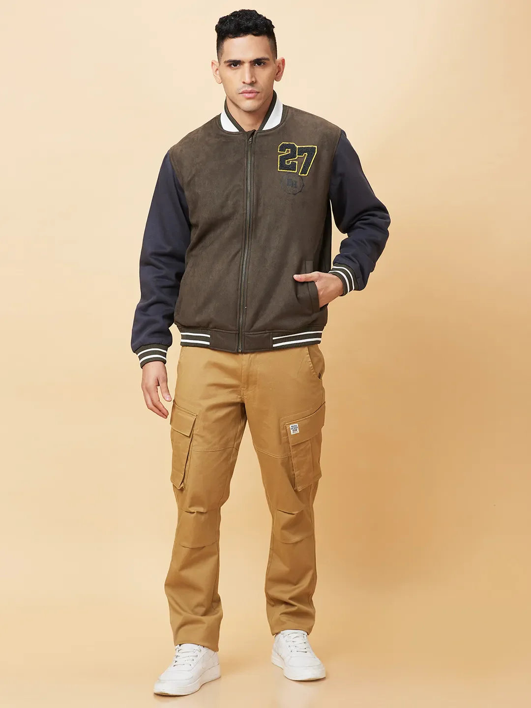 Olive Regular Fit Men's Jacket by Being Human Clothing - Image 2
