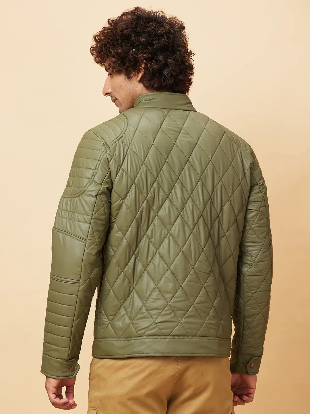 Olive Regular Fit Men's Jacket by Being Human Clothing - Image 3