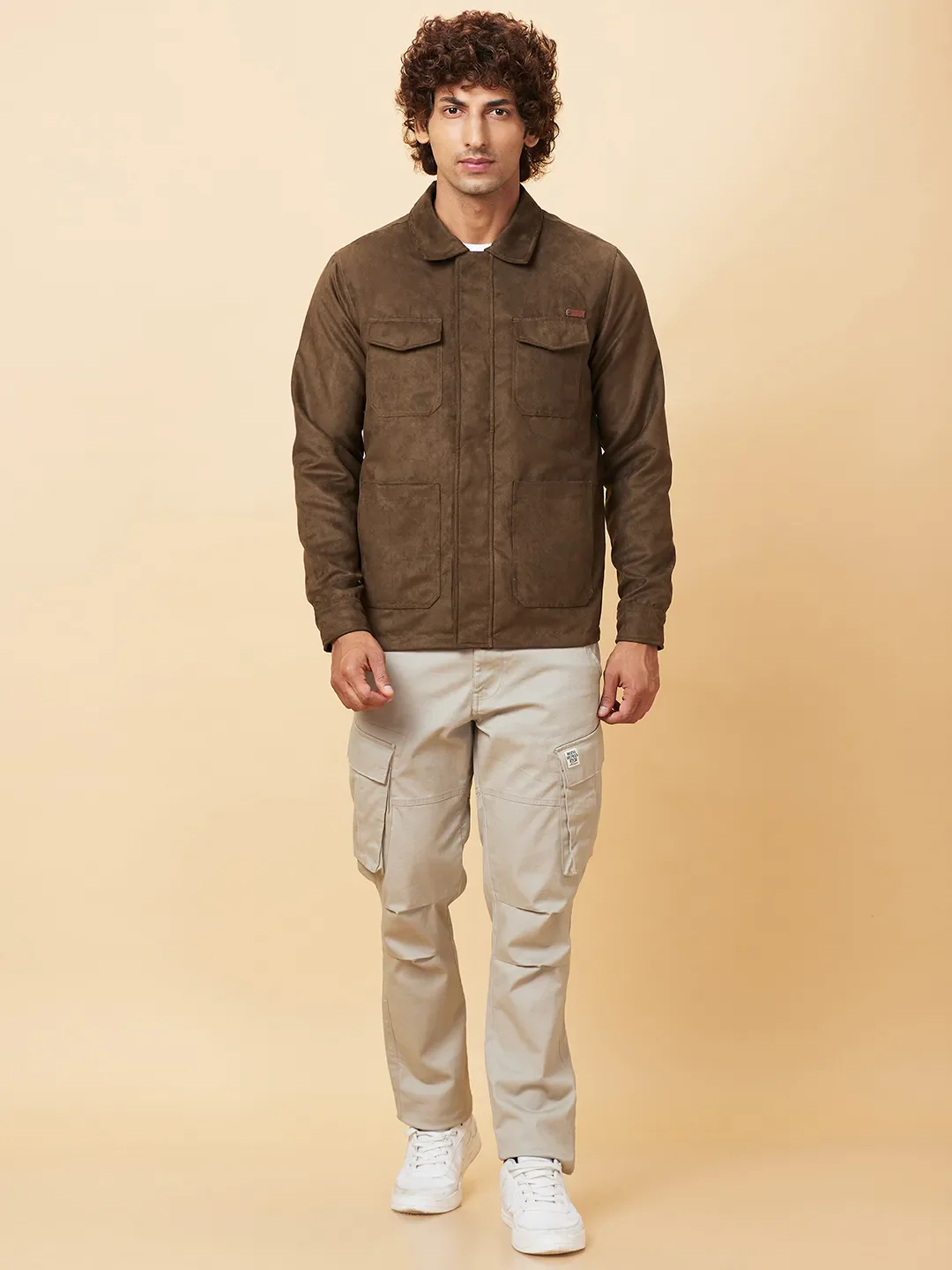 Olive Regular Fit Men's Jacket by Being Human Clothing - Image 2