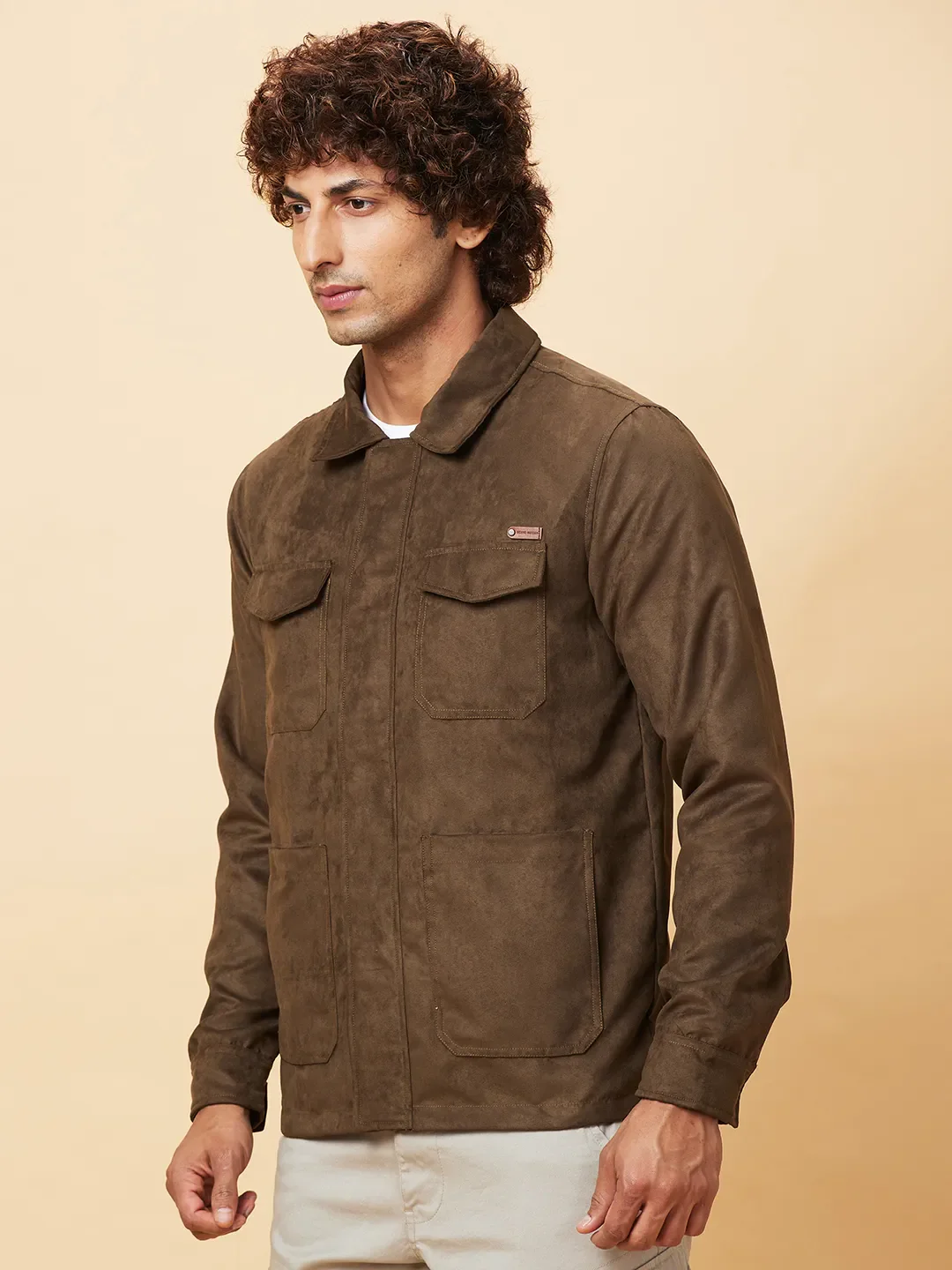 Olive Regular Fit Men's Jacket by Being Human Clothing - Image 4