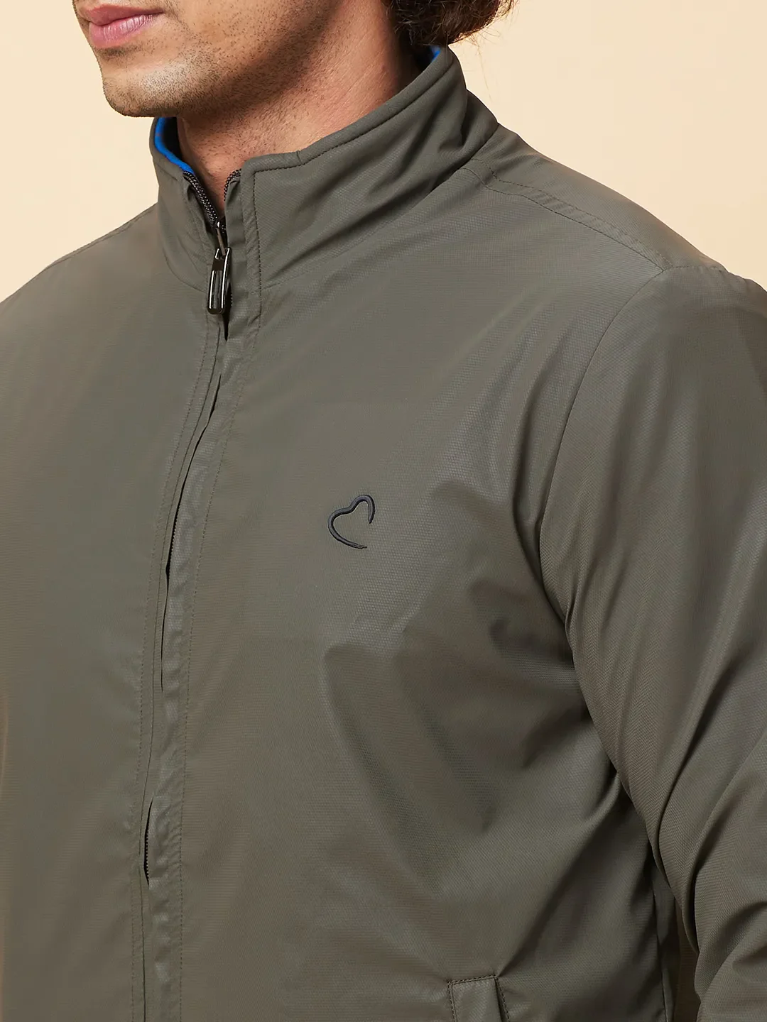 Olive Regular Fit Men's Jacket by Being Human Clothing - Image 5