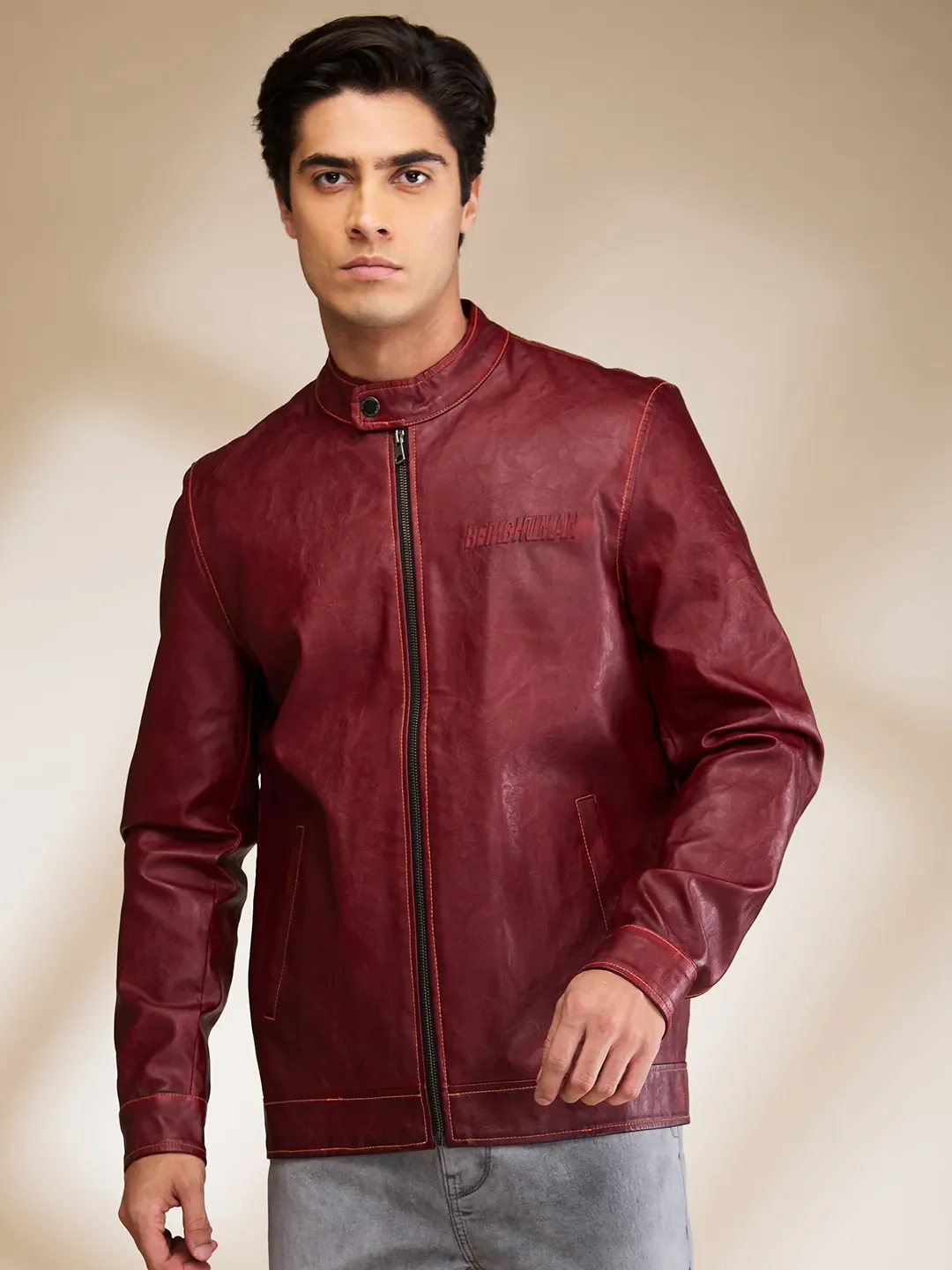 Orange Regular Fit Long Sleeves Men's Jacket by Being Human Clothing