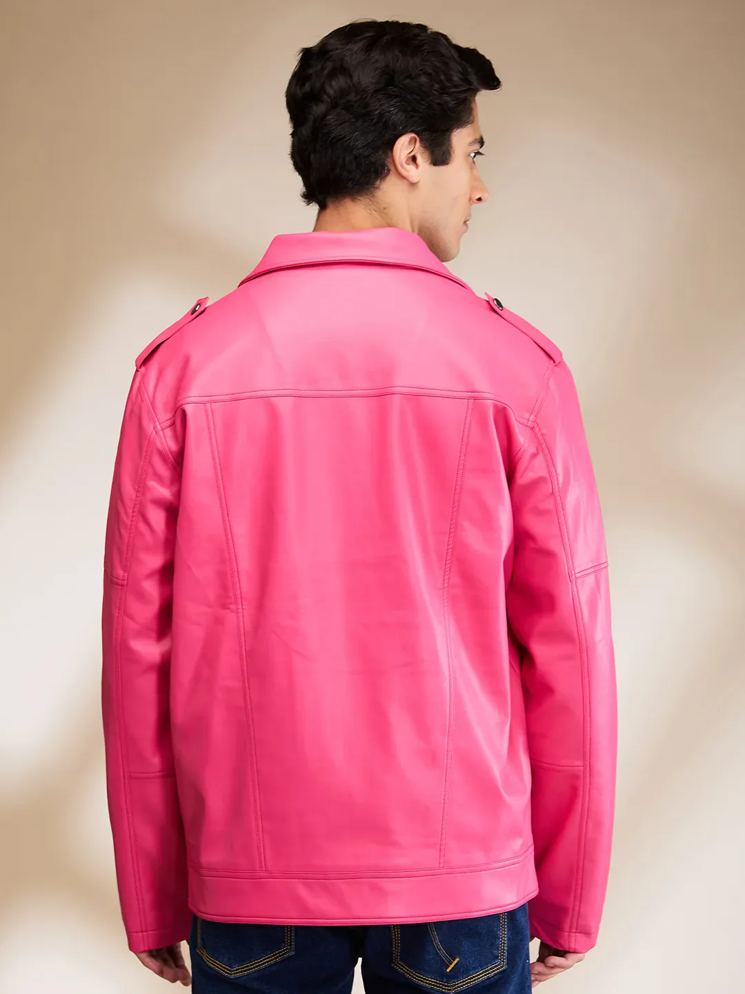 Pink Regular Fit Long Sleeves Men's Jacket by Being Human Clothing - Image 3