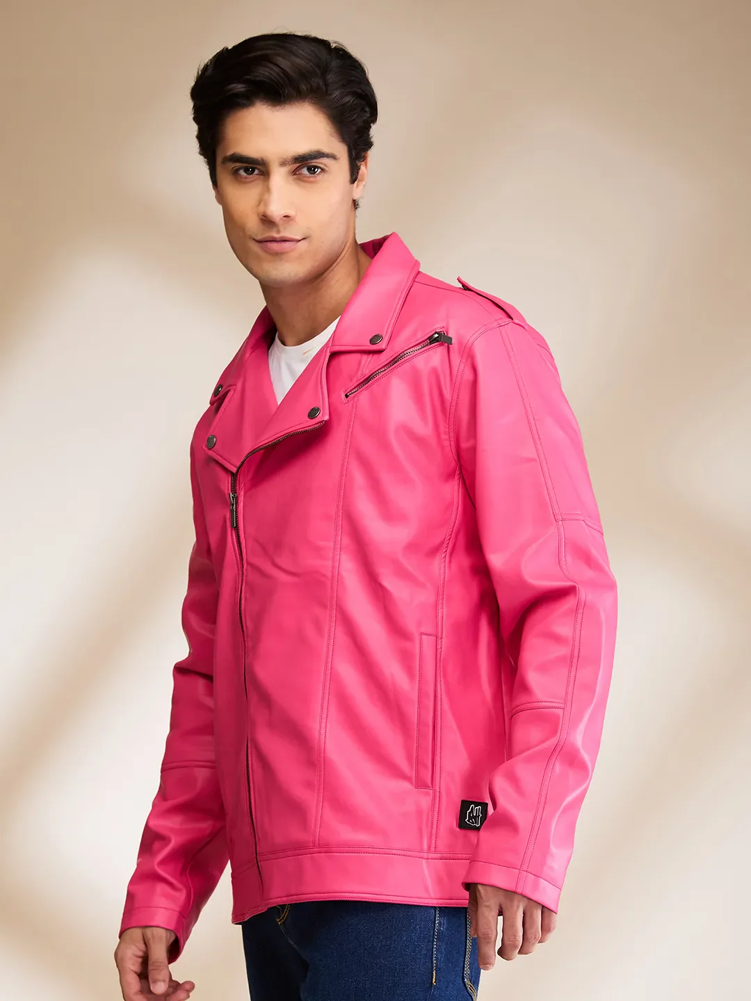 Pink Regular Fit Long Sleeves Men's Jacket by Being Human Clothing - Image 4