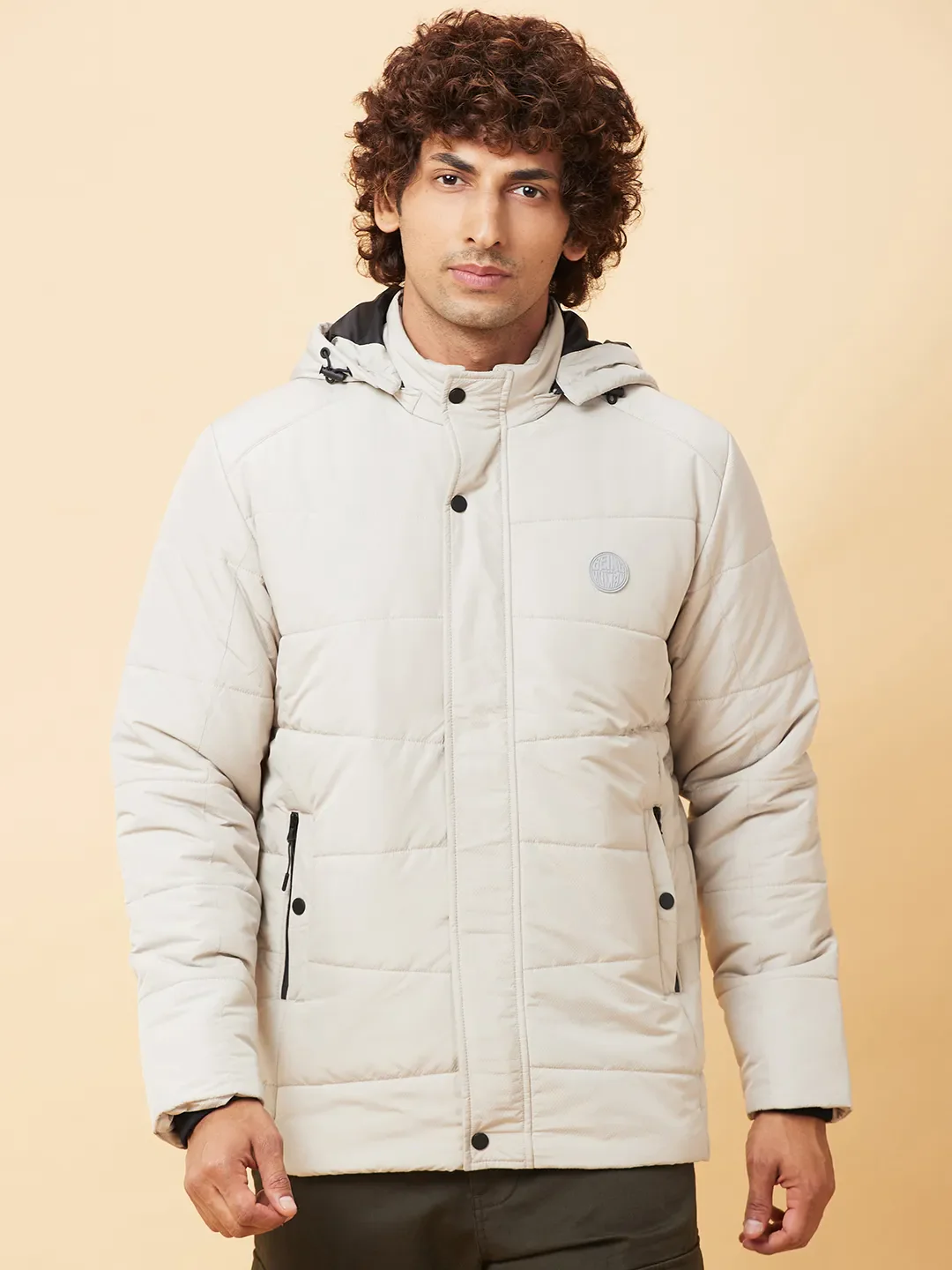 Grey Regular Fit Long Sleeves Men's Jacket by Being Human Clothing