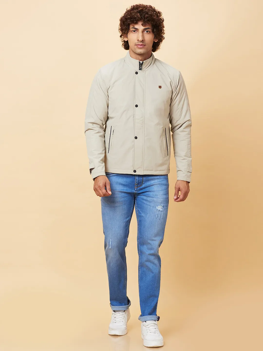 Grey Regular Fit Men's Jacket by Being Human Clothing - Image 2