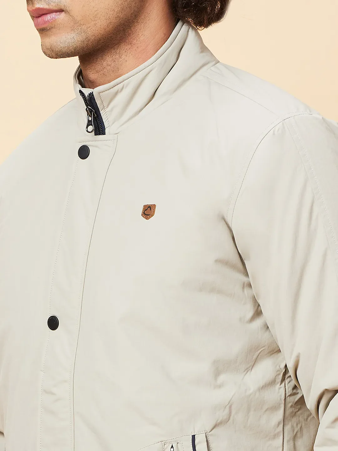 Grey Regular Fit Men's Jacket by Being Human Clothing - Image 5
