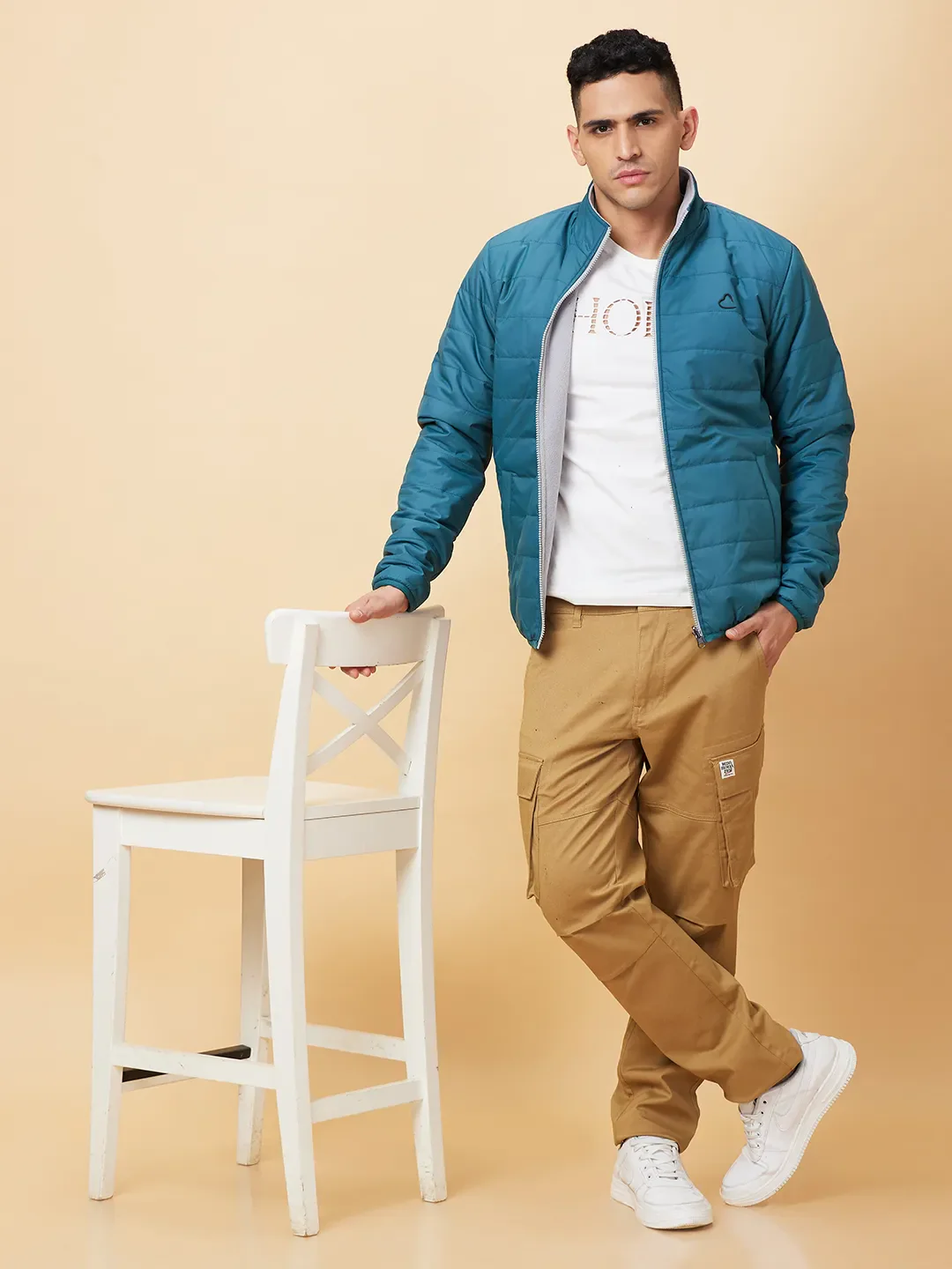 Turquoise Regular Fit Men's Jacket by Being Human Clothing - Image 6
