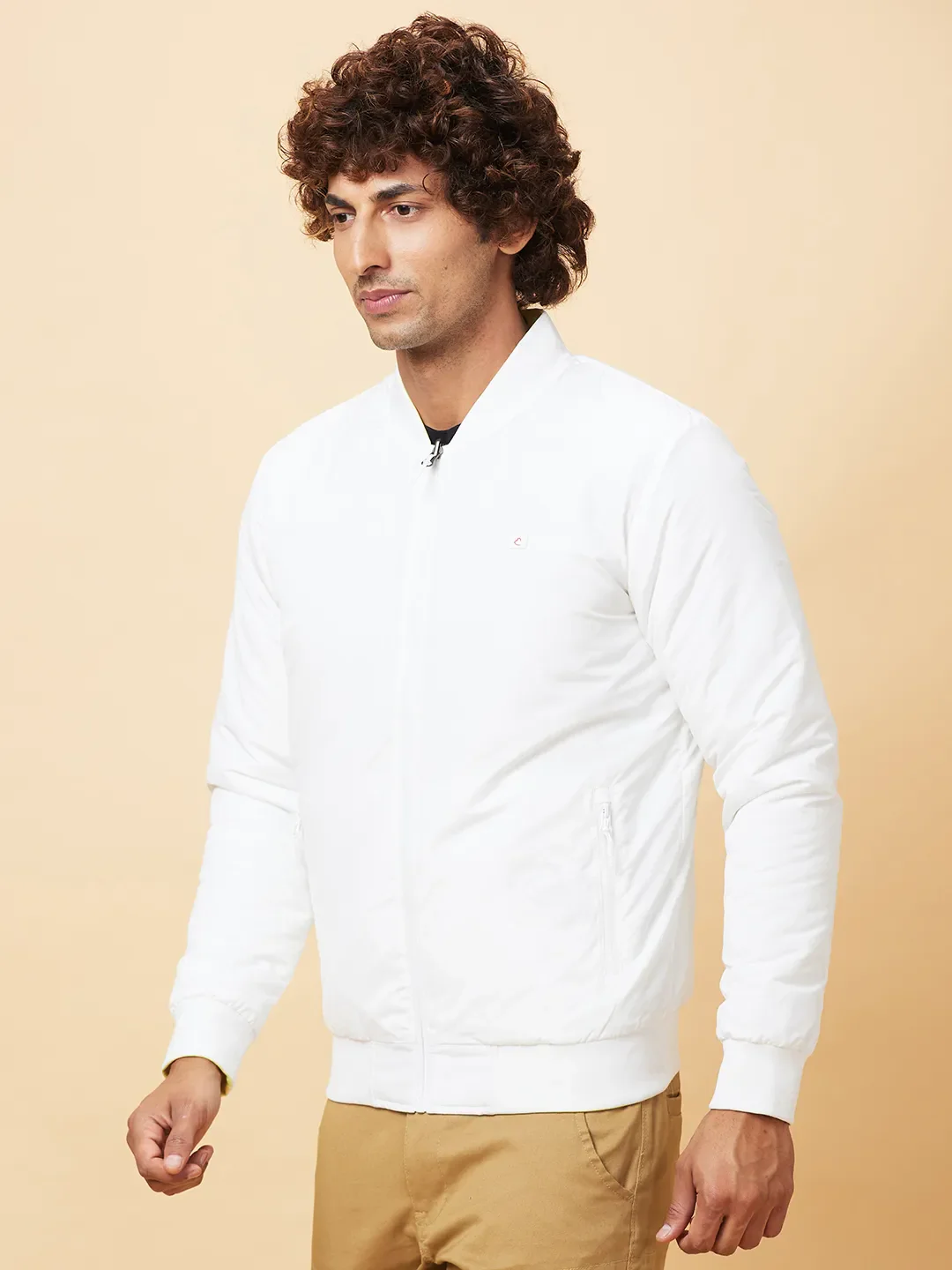 White Regular Fit Men's Jacket by Being Human Clothing - Image 4