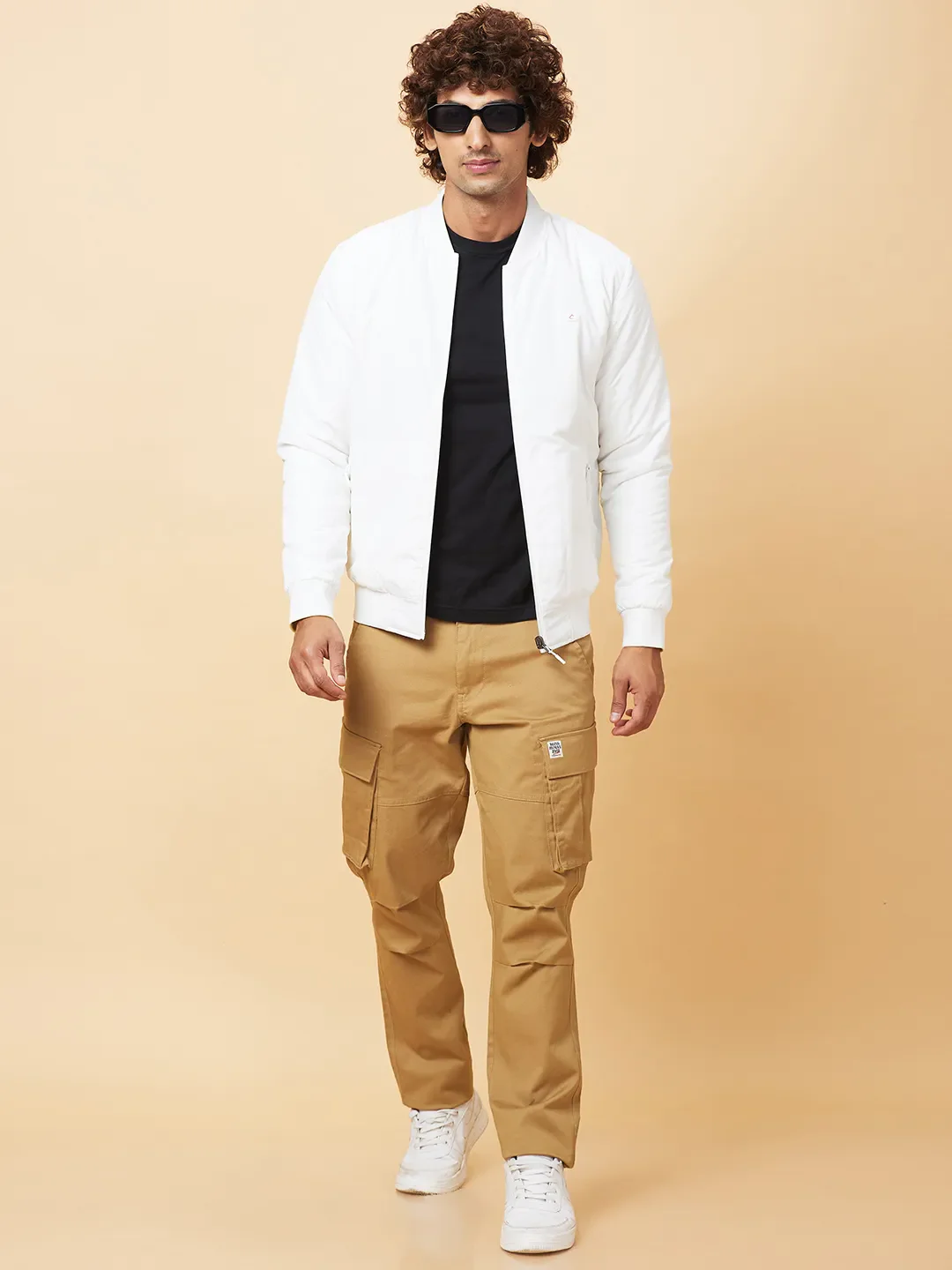 White Regular Fit Men's Jacket by Being Human Clothing - Image 6