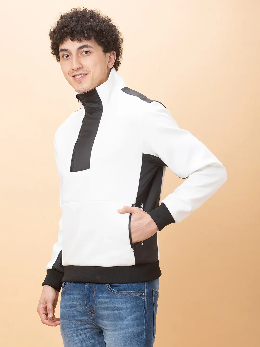 White Regular Fit Long Sleeves Men's Jacket by Being Human Clothing - Image 4