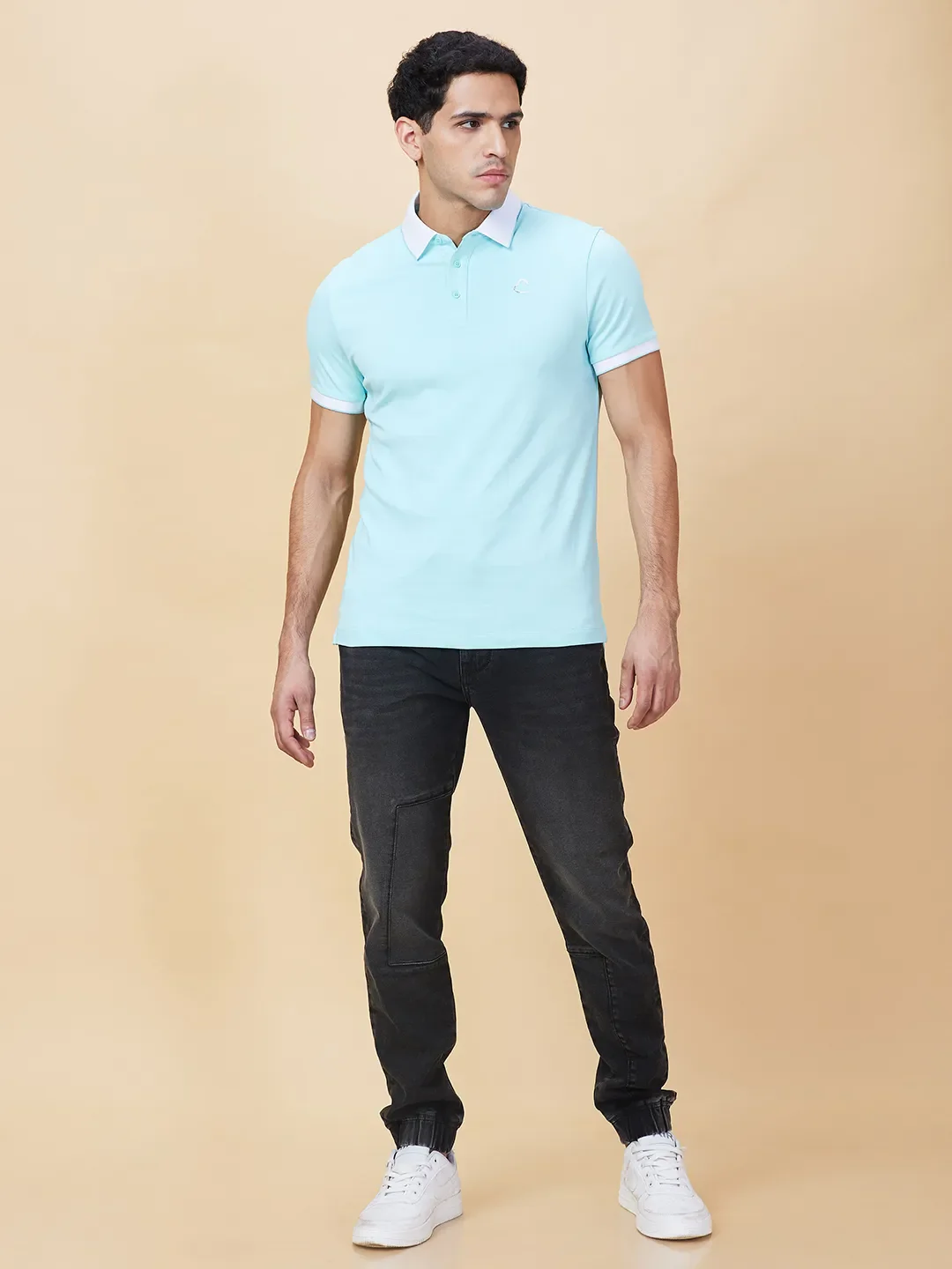 Aqua Regular Fit Men's Polo T-shirt by Being Human Clothing - Image 2