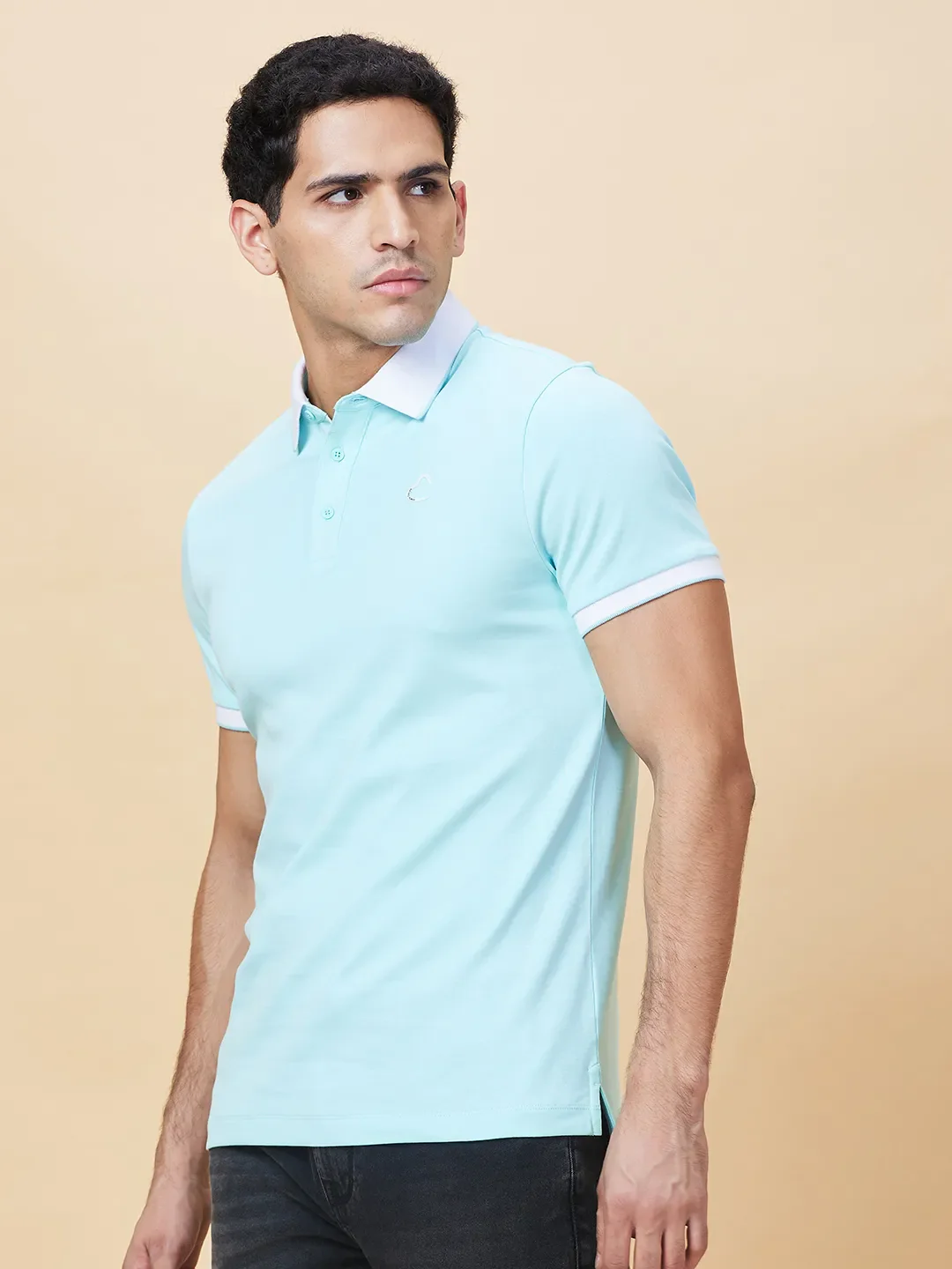 Aqua Regular Fit Men's Polo T-shirt by Being Human Clothing - Image 4