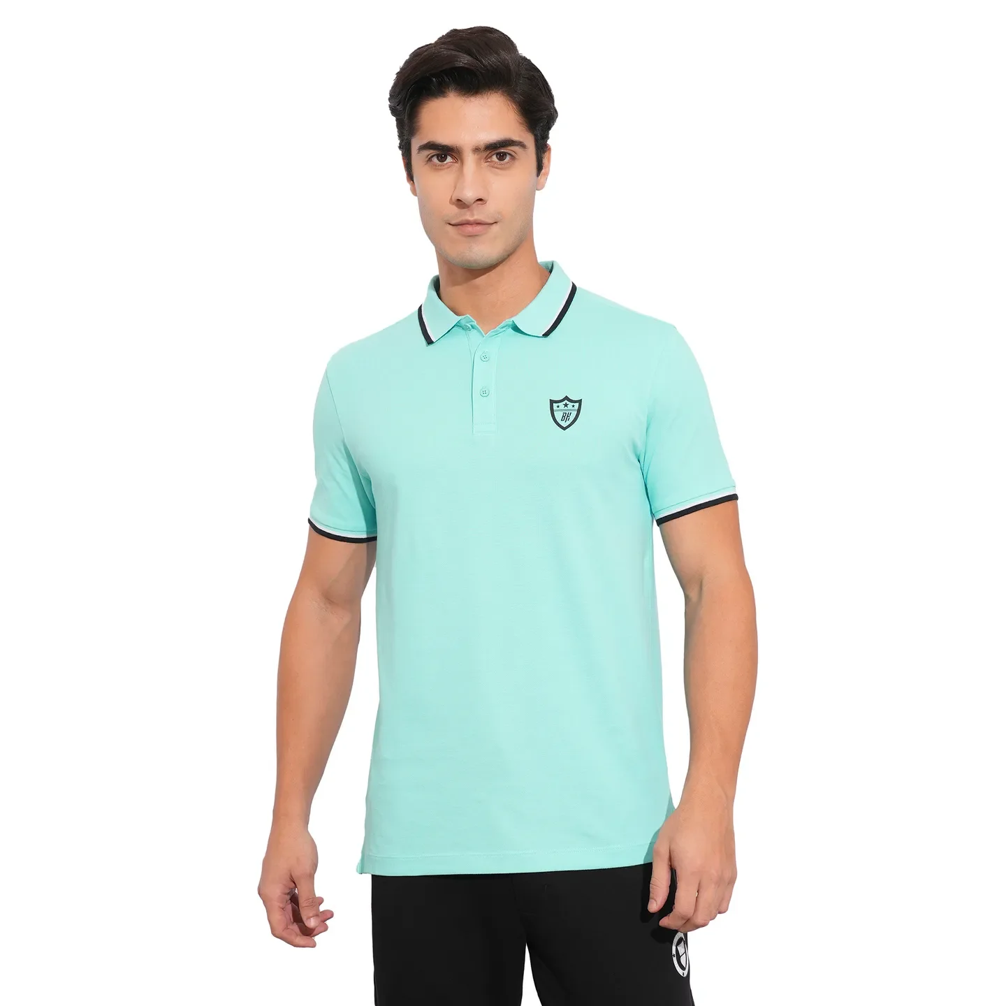 Aqua Regular Fit Men's Polo T-Shirt by Being Human Clothing