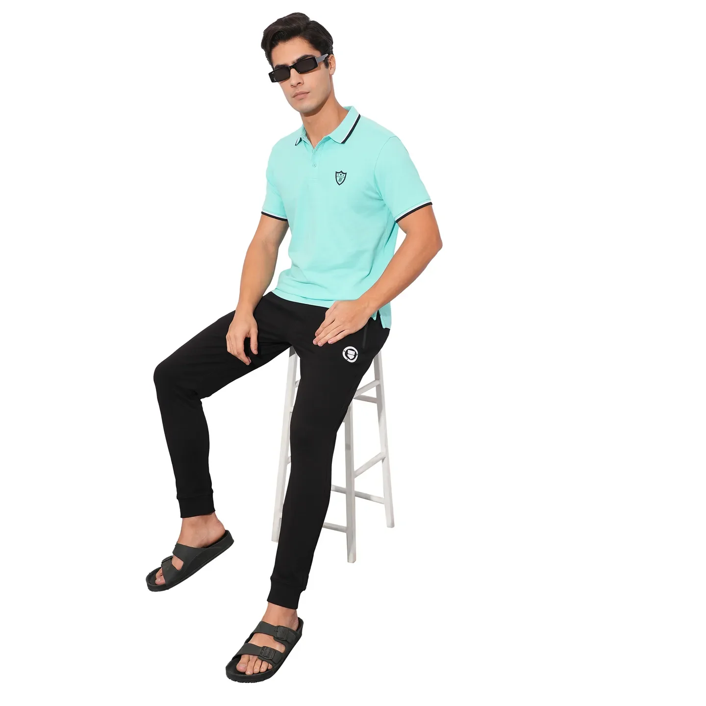 Aqua Regular Fit Men's Polo T-Shirt by Being Human Clothing - Image 4