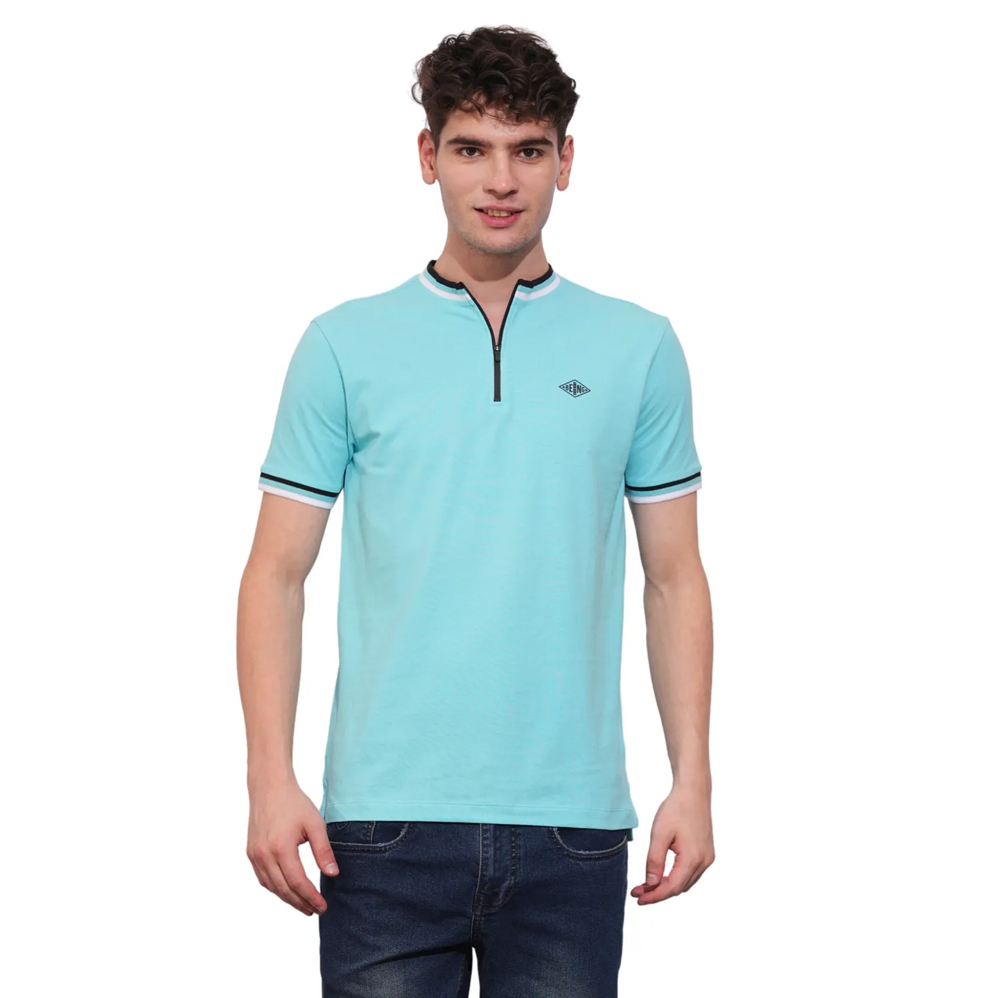 Aqua Regular Fit Men's Polo T-Shirt by Being Human Clothing