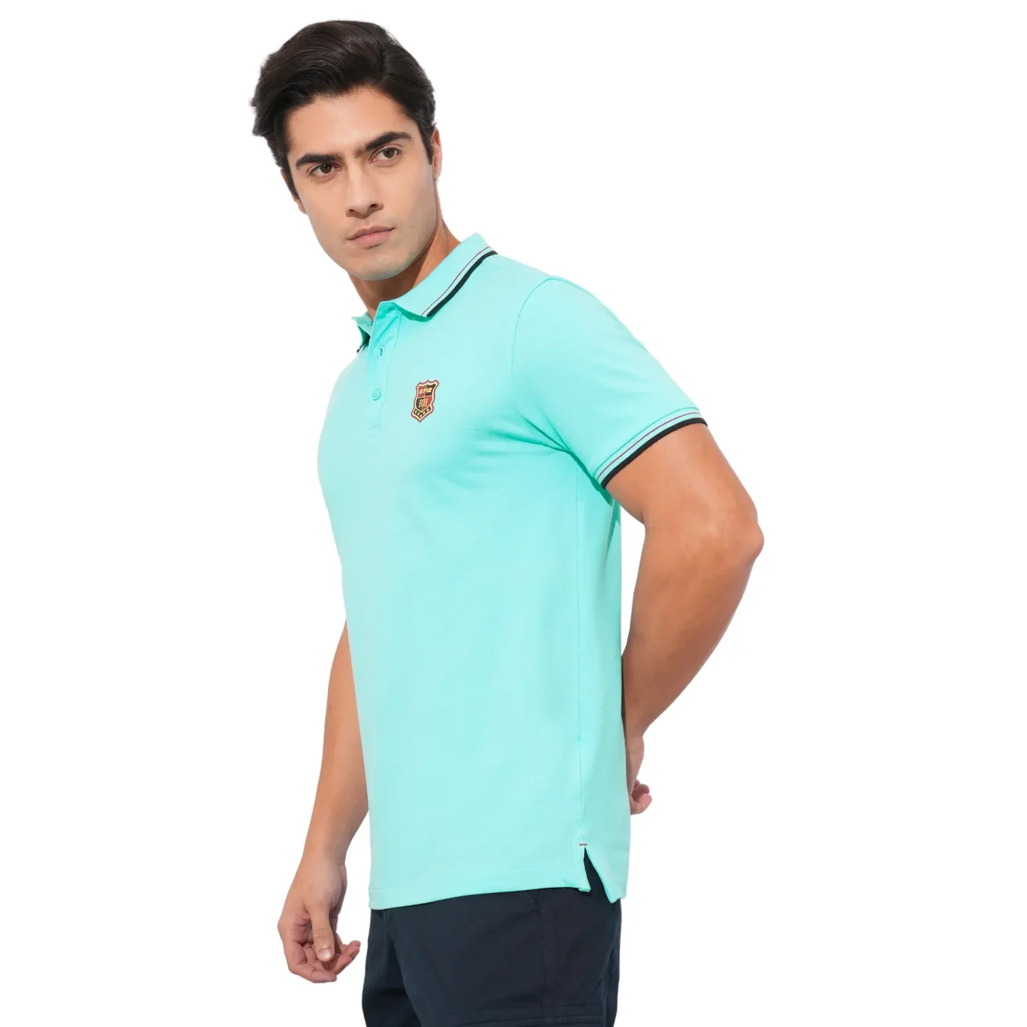 Aqua Regular Fit Men's Polo T-Shirt by Being Human Clothing - Image 2