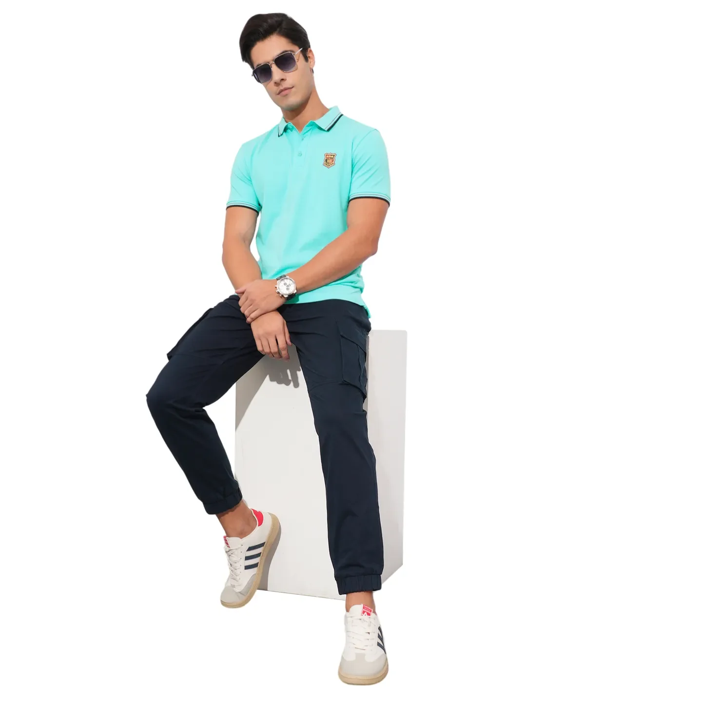 Aqua Regular Fit Men's Polo T-Shirt by Being Human Clothing - Image 4