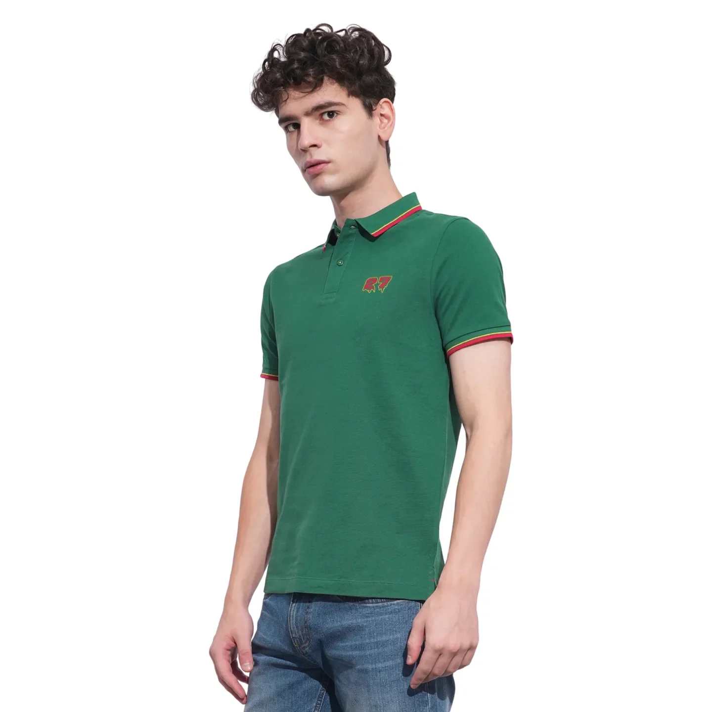 Green Regular Fit Men's Polo T-Shirt by Being Human Clothing - Image 2