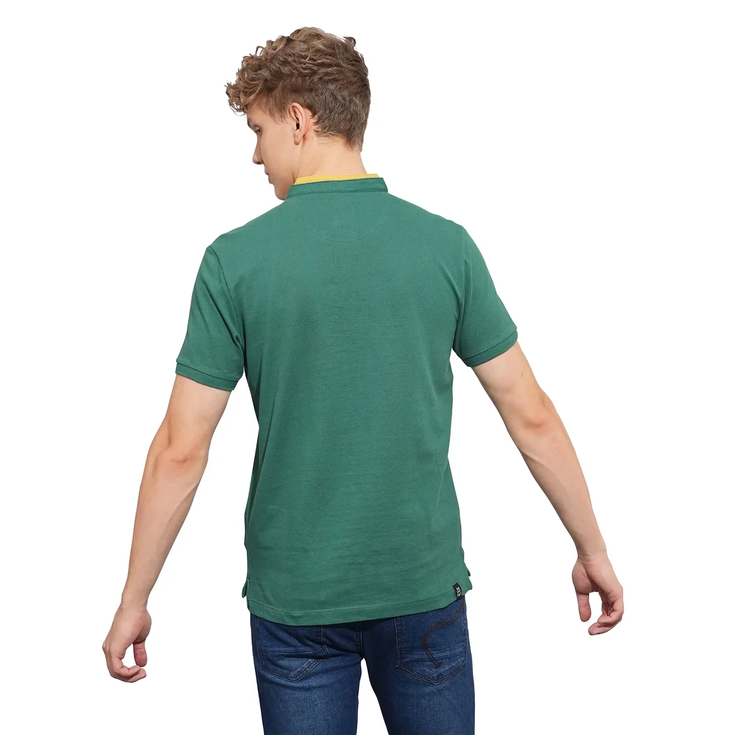 Green Regular Fit Men's Polo T-Shirt by Being Human Clothing - Image 3