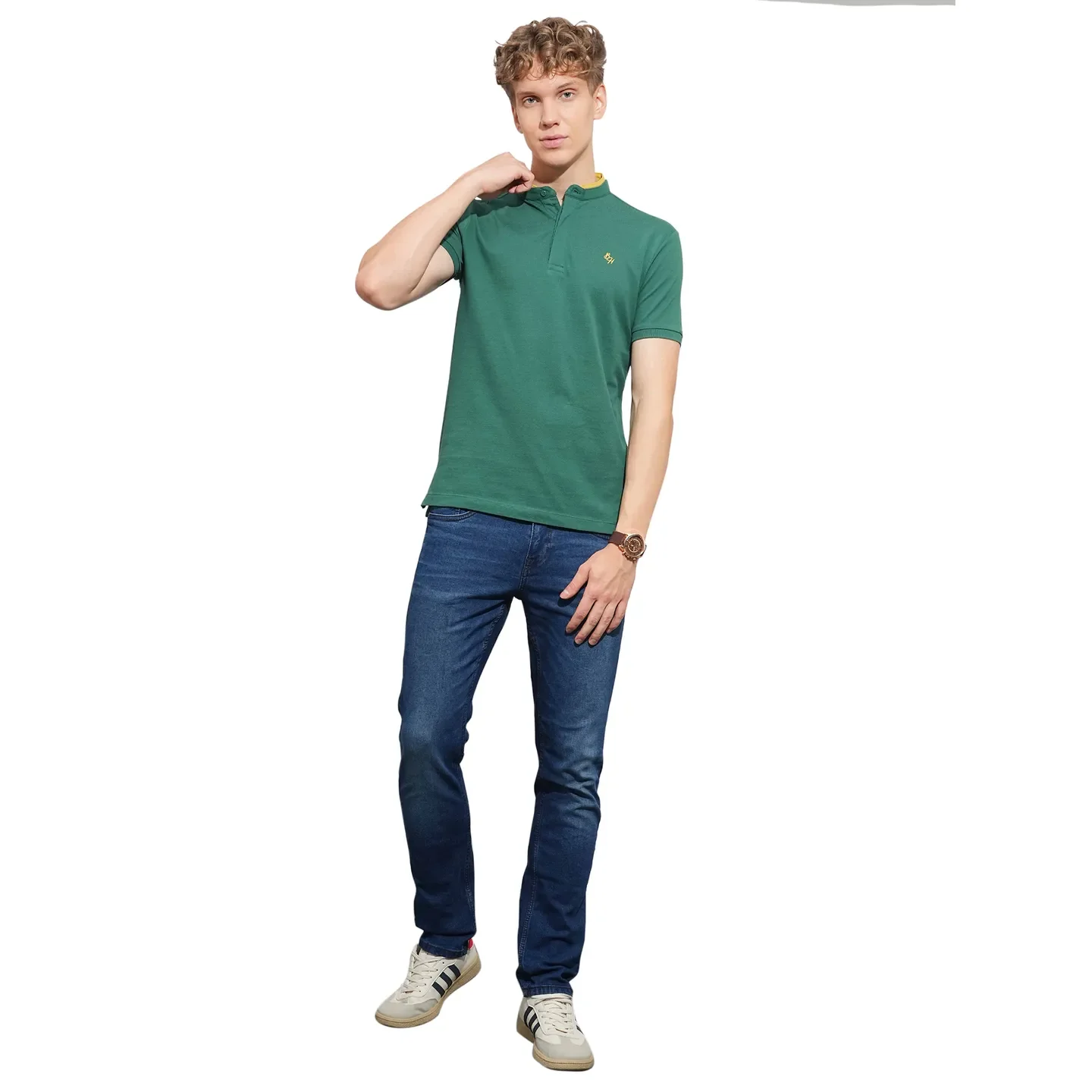 Green Regular Fit Men's Polo T-Shirt by Being Human Clothing - Image 4