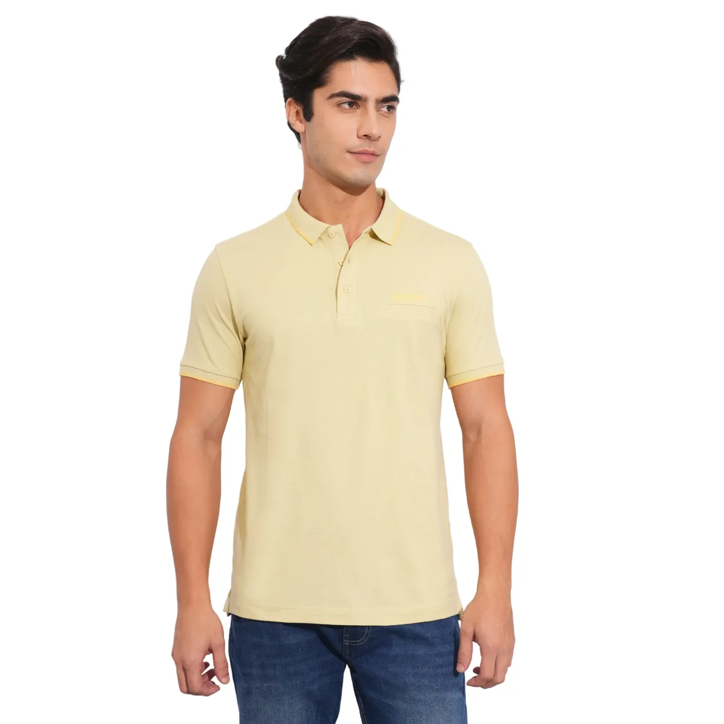Beige Regular Fit Men's Polo T-Shirt by Being Human Clothing