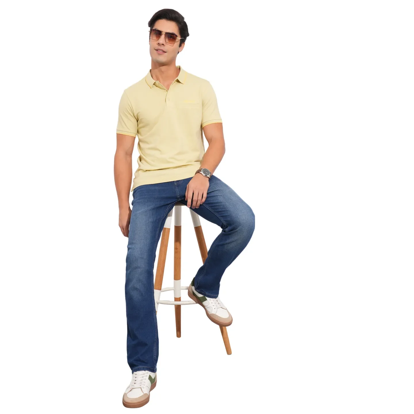 Beige Regular Fit Men's Polo T-Shirt by Being Human Clothing - Image 4