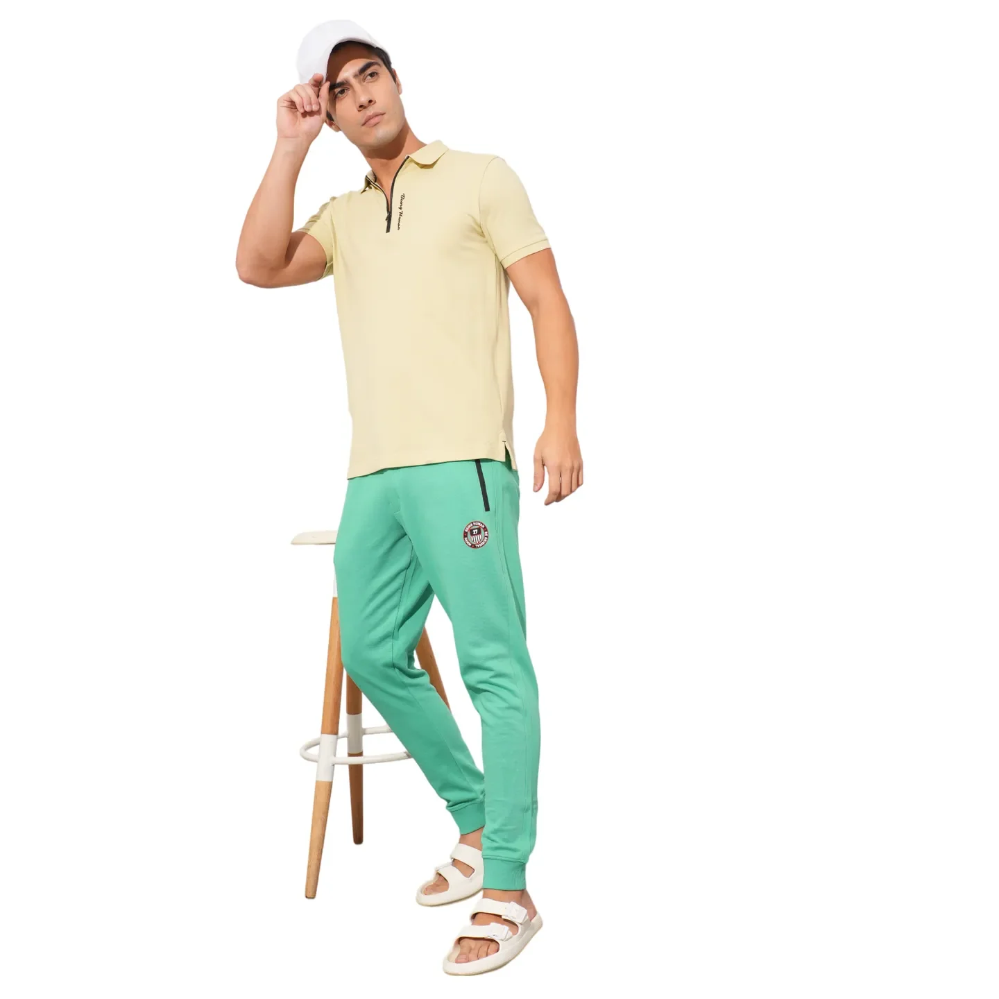 Beige Regular Fit Men's Polo T-Shirt by Being Human Clothing - Image 4