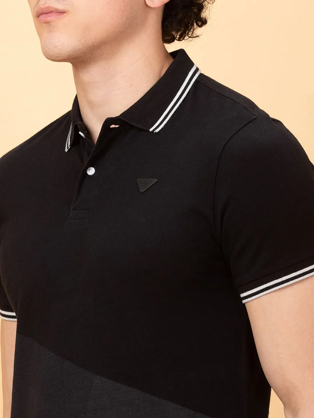 Black Regular Fit Men's Polo T-shirt by Being Human Clothing - Image 5