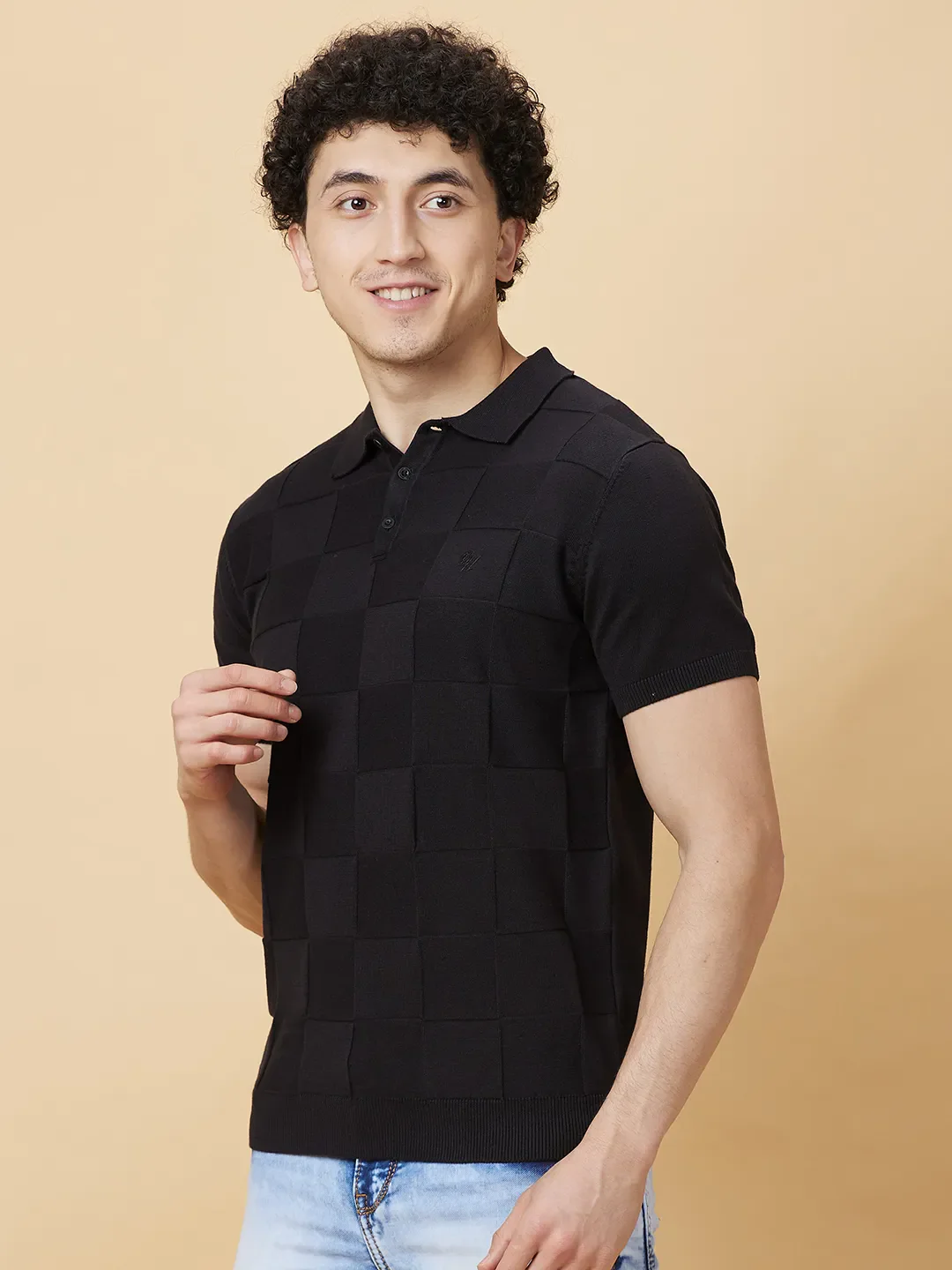 Black Regular Fit Men's Polo T-shirt by Being Human Clothing - Image 4