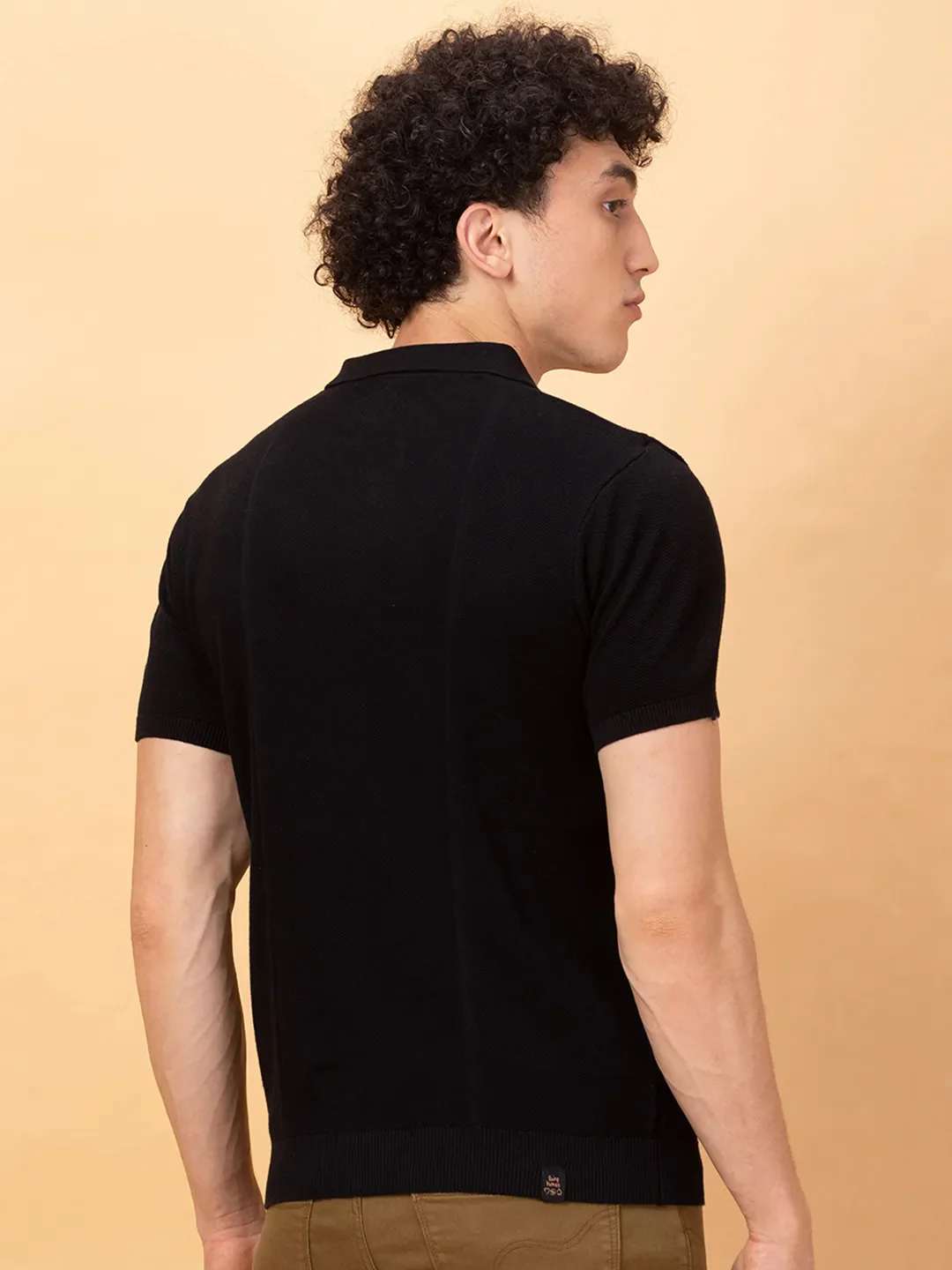 Black Regular Fit Men's Polo T-Shirt by Being Human Clothing - Image 3