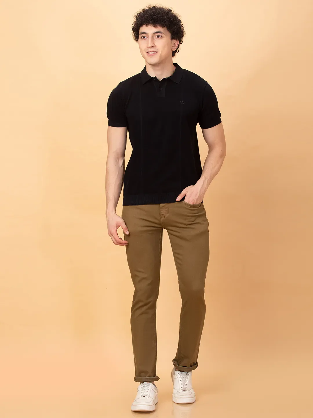 Black Regular Fit Men's Polo T-Shirt by Being Human Clothing - Image 6