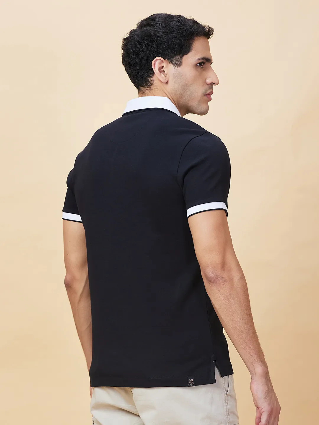 Black Regular Fit Men's Polo T-Shirt by Being Human Clothing - Image 3