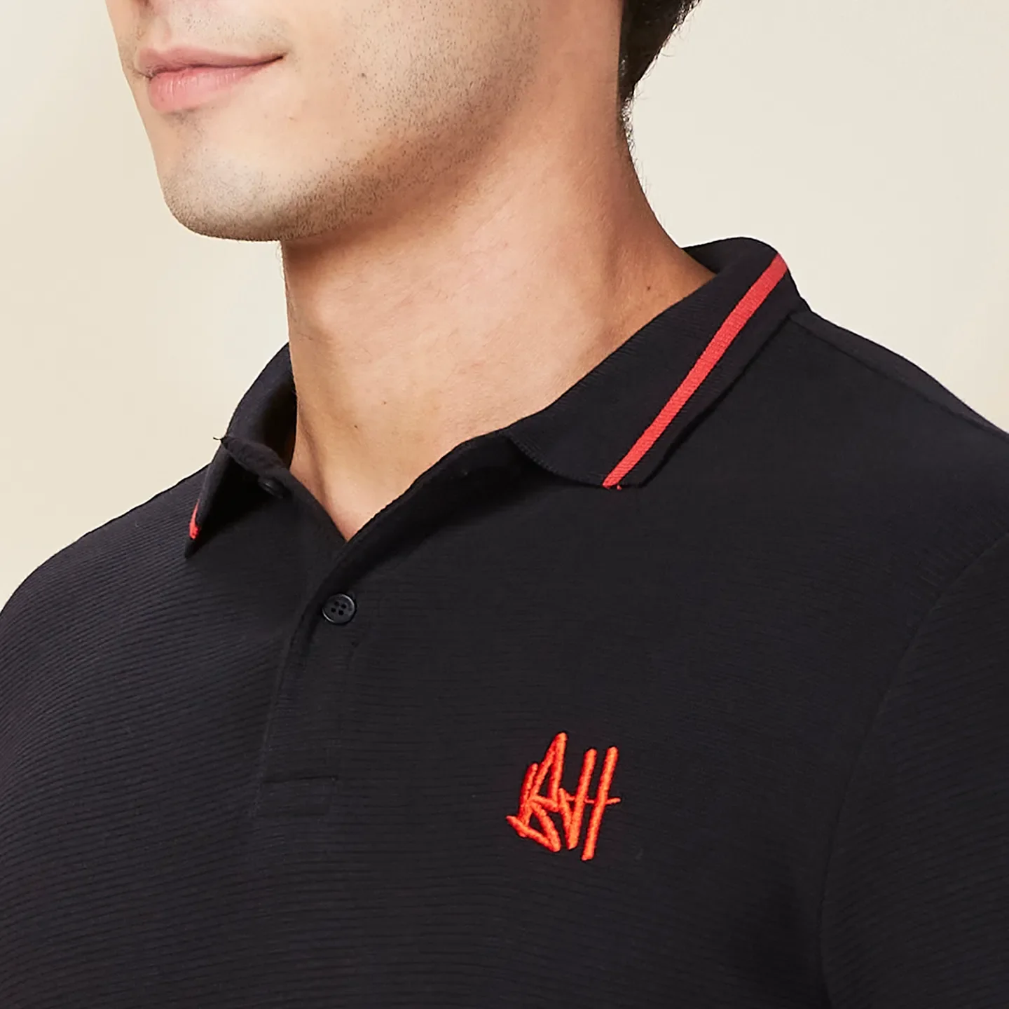 Black Regular Fit Men's Polo T-Shirt by Being Human Clothing - Image 5