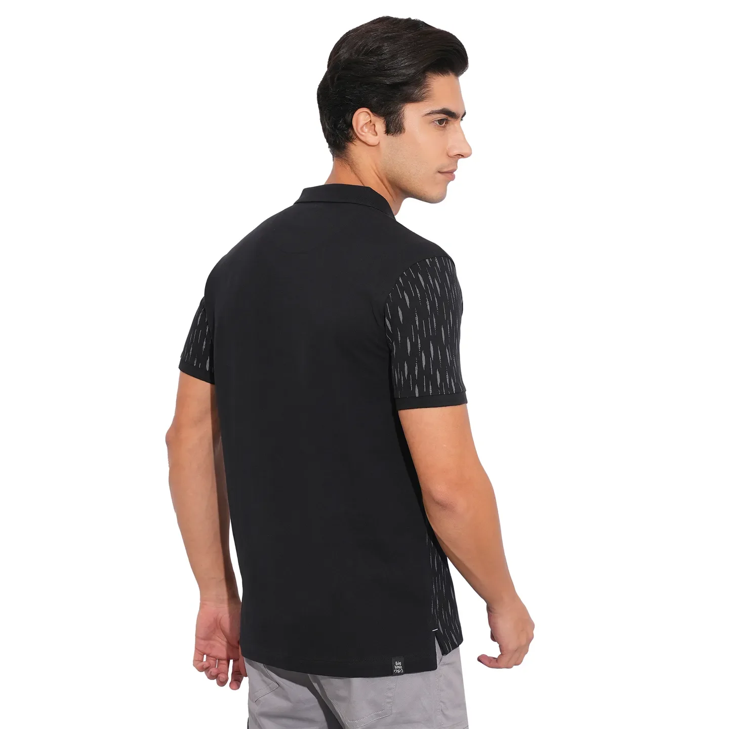 Black Regular Fit Men's Polo T-Shirt by Being Human Clothing - Image 3